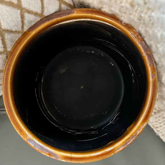 VINTAGE Rustic GLAZED Crackle CERAMIC Amber BOWL - Picture 15 of 15